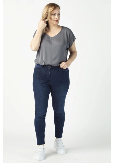 Moda Berray P001m Düz Renk Tam Kalıp Dar Paça Büyük Beden Kot Pantolon Mavi Mavi