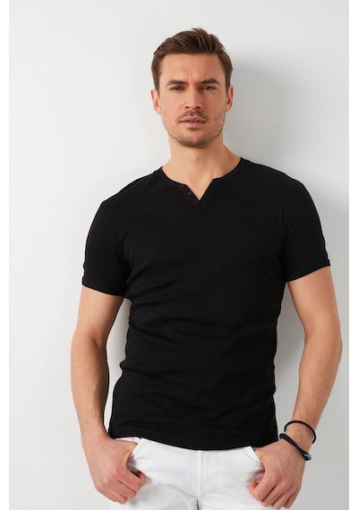 Buratti Pamuklu V Yaka Slim Fit Erkek T Shirt 5902122 Siyah