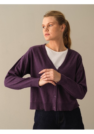 Xint Mor Slim Fit Açık V Yaka Pamuk Hırka 850832