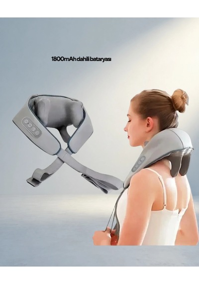 Ergonomik U Tasarımlı Isı Terapili Boyun Masaj Cihazı 1 Adet Acı Kahverengi