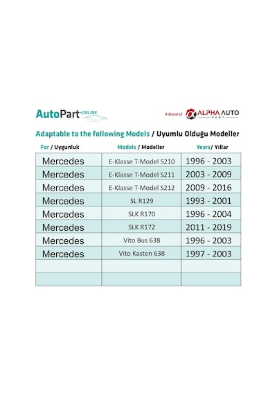 Mercedes 170 C E Clc Clk Slk Vito İçin İç Döşeme Klips - 10 Adet