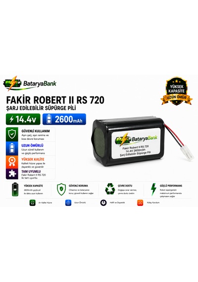 Bataryabank Fakir Robert II RS 720 Uyumlu Şarj Edilebilir Süpürge Pili 14.4v 2600mah Li-ion Batarya