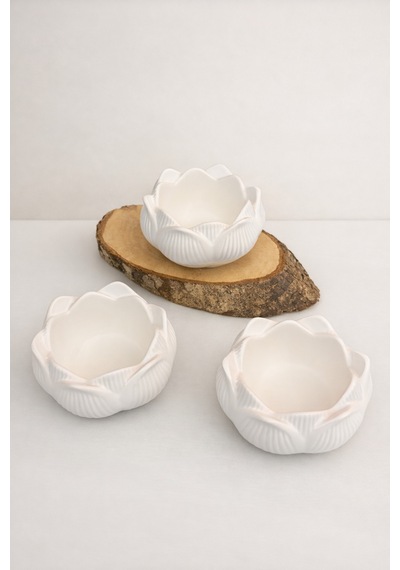 Bernami Mumluk Şamdanpinterest 3'lü Lotus Çiçeği Dekoratif Mumluk Set & Biblo - Lotus Mumluk-ev Aksesuarı - Diğer