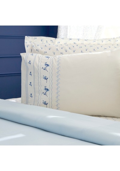 Karaca Home Blossy %100 Pamuk Nish Set Çift Kişilik Pike Takımı Mavi