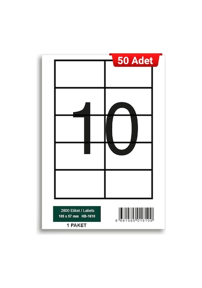 Herboy Hb-1610 105 X 57 Mm A4 Laser Etiket 50 Adet