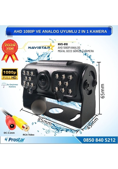 Ahd 1080p Ve Analog Pal Çevirilebilir 16 Ir Ledli Gece Görüşlü Full Hd Araç Kamerası