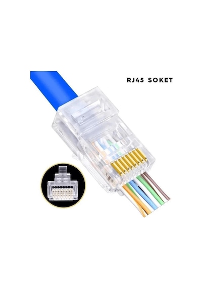 Qport Q-j600y Cat6 50 Lik Paket Ez-rj45 Yeni Nesil Konnektör