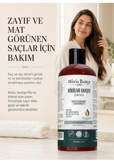 Dökülme Karşıtı Şampuan Biotinoyl Tripeptide-1, Bezelye Filizi Ekstresi Ve Biotin İçeren Saç Bakım Şampuanı, 400 Ml Güçsüz