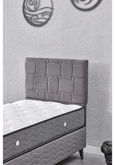 Evdemo Vizyon Tek Kişilik Baza Başlık Set Gri 90 190 90 x 190