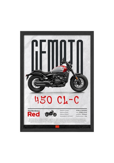 Cfmoto 450 Cl-c Siyah Ahşap Çerçeveli Poster, Dekoratif Motosiklet Duvar Tablosu
