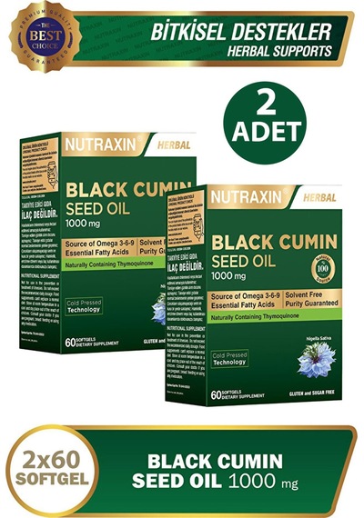 Nutraxin Çörek Otu Yağı 1000 Mg 60 Yumuşak Kapsül 2 Adet