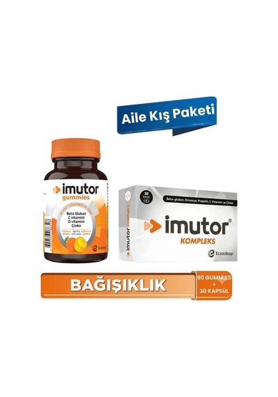 İmutor Imutor Gummies & Imutor Kompleks - Bağışıklık - Beta Glukan, C, D Vit, Ekinezya - Aile Kış Paketi