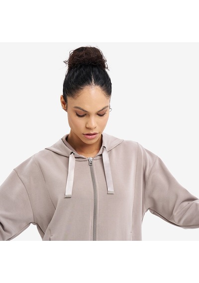 Lescon Bej Kadın Fermuarlı Kapüşonlu Sweatshirt 26n-2103