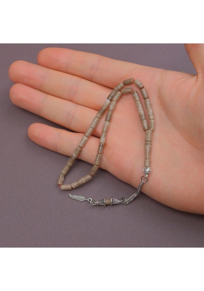 Uçak Camı Kesme Kesim Alpaka Püsküllü 4x8mm Tesbih - Sütlü Kahve
