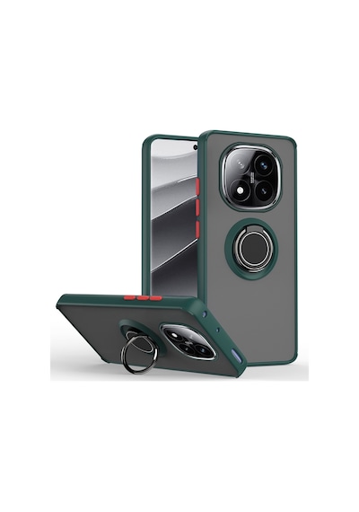 Adige Xiaomi Redmi Note 14 Pro Plus Uyumlu Kılıf Montreal Yüzüklü Standlı Arkası Buğulu Yeşil
