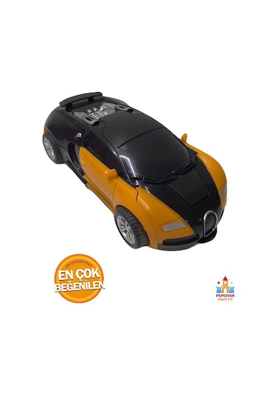 Bugatti Sürtmeli Araba - Robota Dönüşen Çocuk Oyuncakı Trend Ürün Sarı