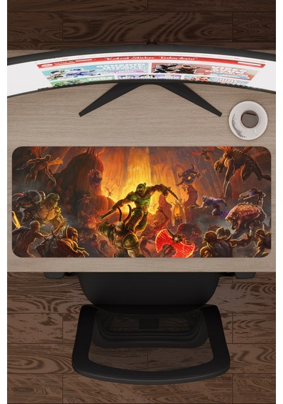 Doom Kaymaz Dikişli Kauçuk Oyuncu Mousepad V2 - 70x30 Xl Gaming Mouse Pad Fare Altlığı