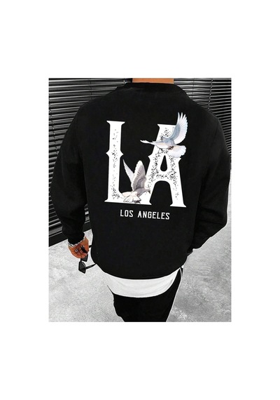 Tarzsokak Manfinity Emrg Letter Graphic Sweatshirt Siyah