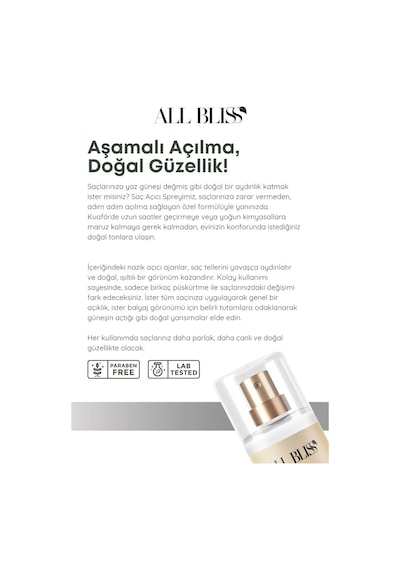 Saç Açıcı Sprey 200 Ml Aşamalı Renk Açıcı Bakım Spreyi