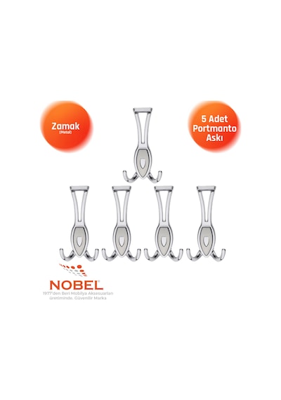 Zepli N Portmanto Askısı, Metal Vestiyer Askısı, Açik Krom Matkrom, Duvar Ve Dolap Askılığı 5'li Set Vidalı