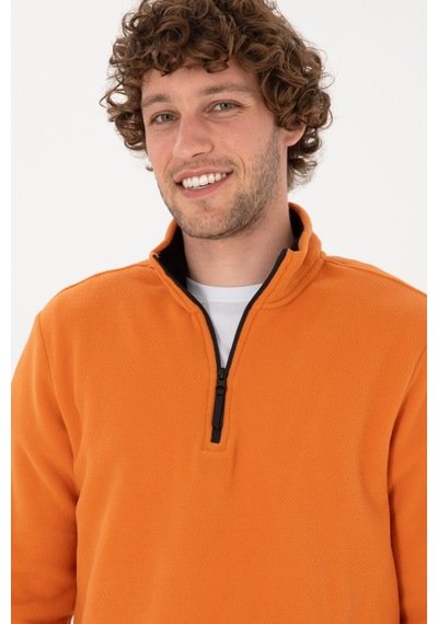 U.S. Polo Assn. Erkek Regular Fit Bakır Polar Yarım Fermuarlı Basic Sweatshirt 50313777-VR182