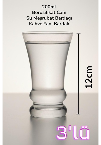 3 Lü Cam Kahve Yanı Bardak, Meşrubat Su Bardağı Şeffaf