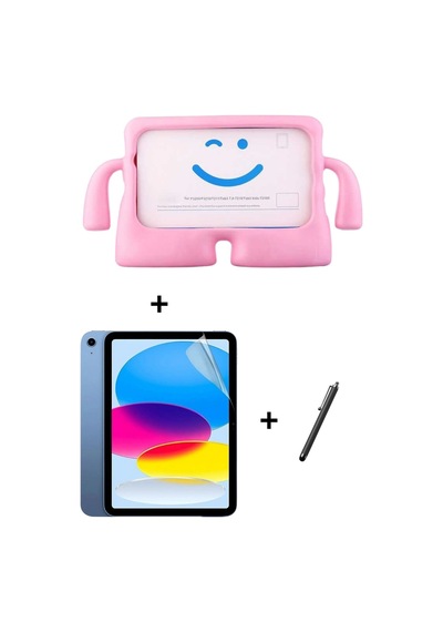 Apple İpad 10.9 2022 10.nesil A2757 Uyumlu Çocuklar İçin Eğlenceli El Tutamaçlı Kılıf+ Set Arka Kapak Apple İpad 10.9 2022 10.nesil A2757 Uyumlu Çocuklar İçin Eğlenceli El Tutamaçlı Kılıf+ Set Arka Kapak
