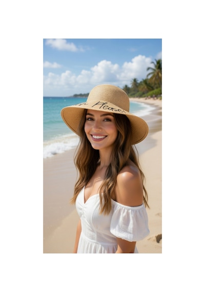 Mollycrush Kadın Camel Beach Please Hasır Şapka Yazlık Şık Model Camel
