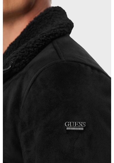 Guess Suede Regular Fit Dik Yaka Fermuarlı Mont Erkek Mont M6bl41 K6733 Jblk Siyah