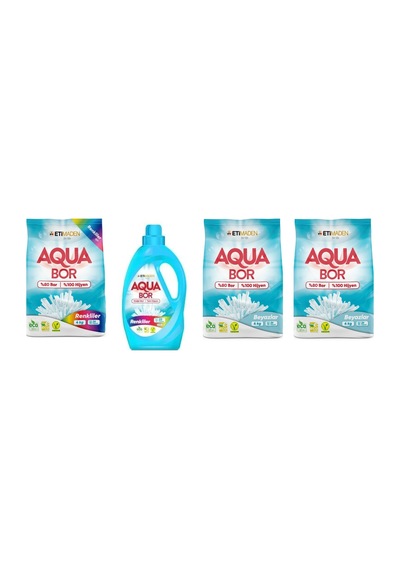 Aquabor Doğal Mineralli 4kg Renkliler + Sıvı Renkliler + 4kg Beyaz + 4kg Beyaz Set 0.75 LT - 2.5 LT - 12 KG