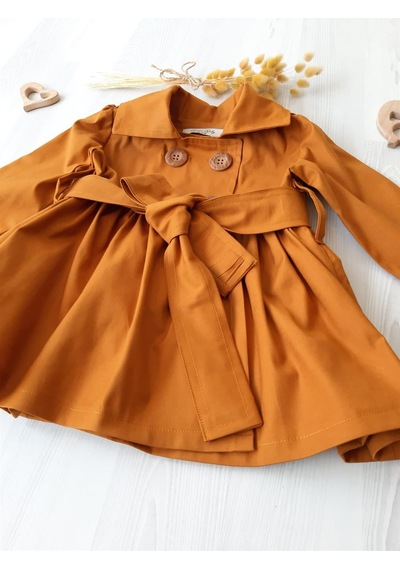 Nursu Baby Gül Kurusu Kız Bebek Trençkot-Taba