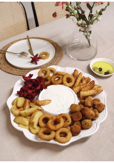 The Mia Grande Servis Tabağı Bölmeli Beyaz 39 Cm