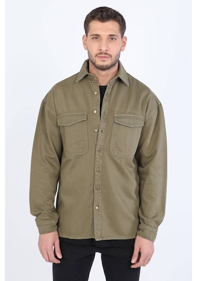 Erkek Oversize Jean Gömlek Haki 001