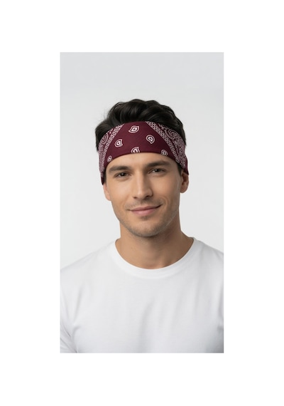 Mollycrush Unisex Mürdüm Şal Desenli Bandana Günlük Saç Aksesuarı, Boyunluk Ve Outdoor Fular Koyu Bordo