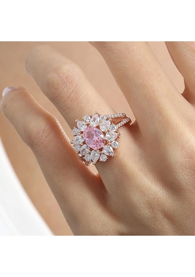 Mia Vento Effective Diamond Paris Işıltısı Rose Renk Pink Taşlı Gümüş Yüzük