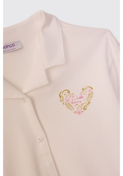Panço Kız Çocuk Yakalı Ekru Pijama Takımı 2621gk39004 Krem