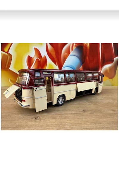 1:24 Mercedes Benz Otobüs Eski Nostaljik Otobüs Krem-bordo 25cm