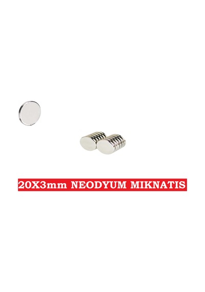 NEODYUM  GÜÇLÜ  MIKNATIS 20X3mm Yuvarlak  Mıknatıs  2 ADET
