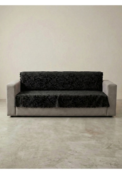 Sofline Kaymaz Tabanlı Tay Tüyü Çekyat, Koltuk, Kanepe Örtüsü 175x210cm Siyah