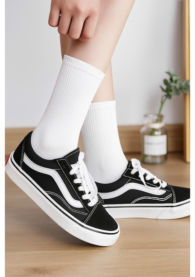 6'lı Unisex Pamuklu Düz Beyaz Tenis Çorap Seti Soket Boy Beyaz