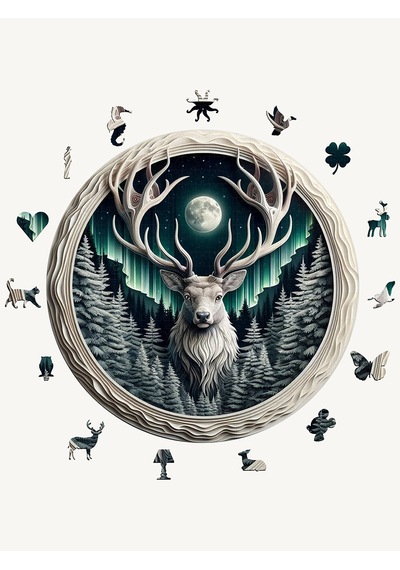 Ncpuzzles Deer&moon - 49 Cm X 49 Cm Yapboz