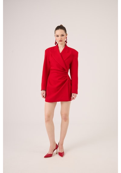 Holly Lolly Beli Drape Detaylı Heleni Blazer Ceket Kırmızı