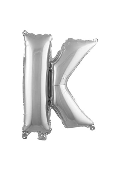 K Harfi 16 İnç Gümüş Renk Folyo Balon 36 Cm Gümüş 256
