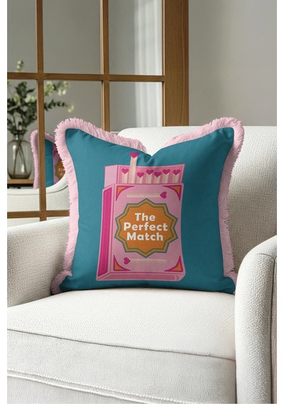 Romantik Pop Art Kibrit Kutusu Saçaklı Yastık Kılıfı - Turkuaz Pembe Püsküllü Farklı Kırlent Kılıfı Yalın Rota Ritüel Romantik Pop Art Kibrit Kutusu Saçaklı Yastık Kılıfı - Turkuaz Pembe Püsküllü Farklı Kırlent Kılıfı Yalın Rota Ritüel