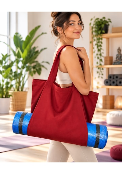 Mat Taşıma Çantası Yoga Fitness Silindir Antrenman Çantası - Çantalı Fermuarlı Mat Taşıma Çantası Kırmızı