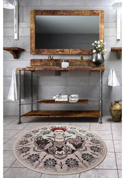 Frıda Round Djt 100X100 Cm Banyo Halısı, Paspas Çok Renkli