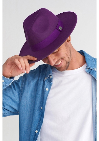 Külah Erkek Ayarlanabilir Mor Fedora Şapka - Mor