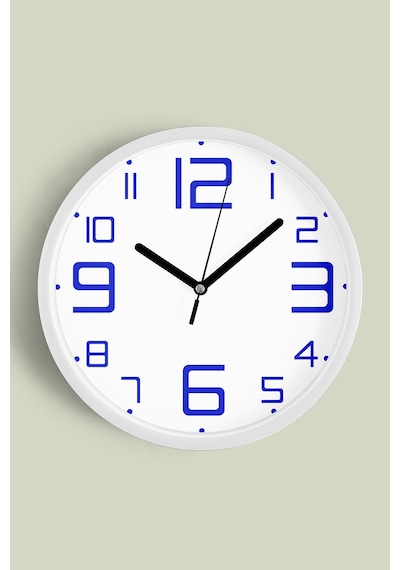Modern Tasarım Duvar Saati - 35cm - Önü Camlı Beyaz Kasa - Sessiz Mekanizma-jh0453 Beyaz