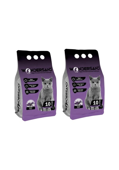 Lavanta Kokulu İnce Tane Topaklanan Kedi Kumu 10 Lt X 2 Adet