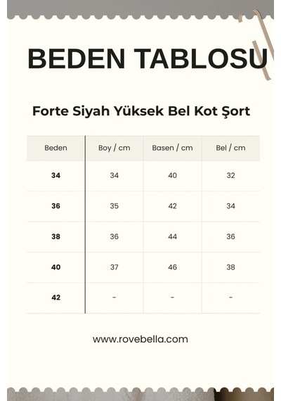 Rovebella Forte Siyah Yüksek Bel Kot Şort